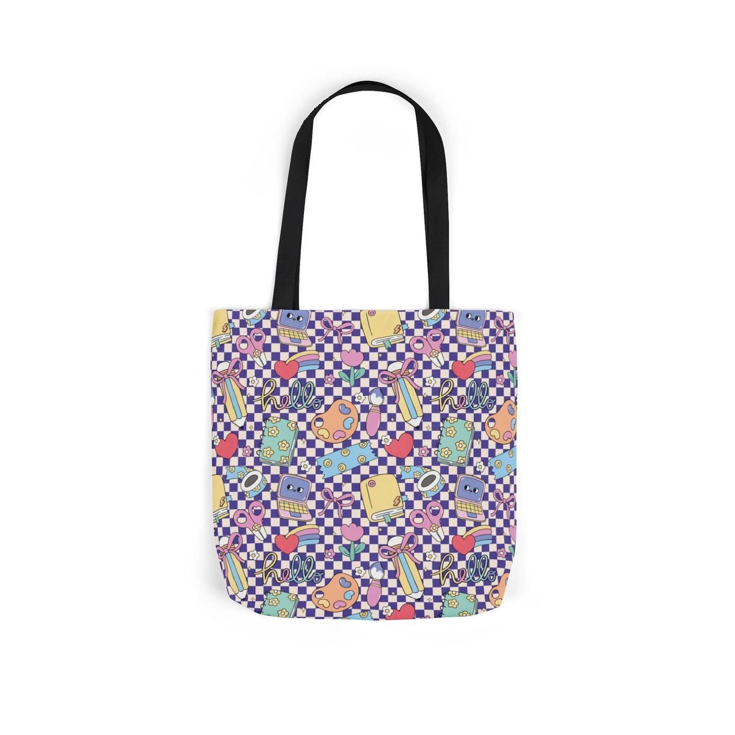 Personalized Purple Doodle Daydream Composition Book Inspired Canvas Tote Bag with Colorful Straps, Cute School Bag, Eco-Friendly Tote, Back to School Shopping Bag, Teacher Gift Idea
