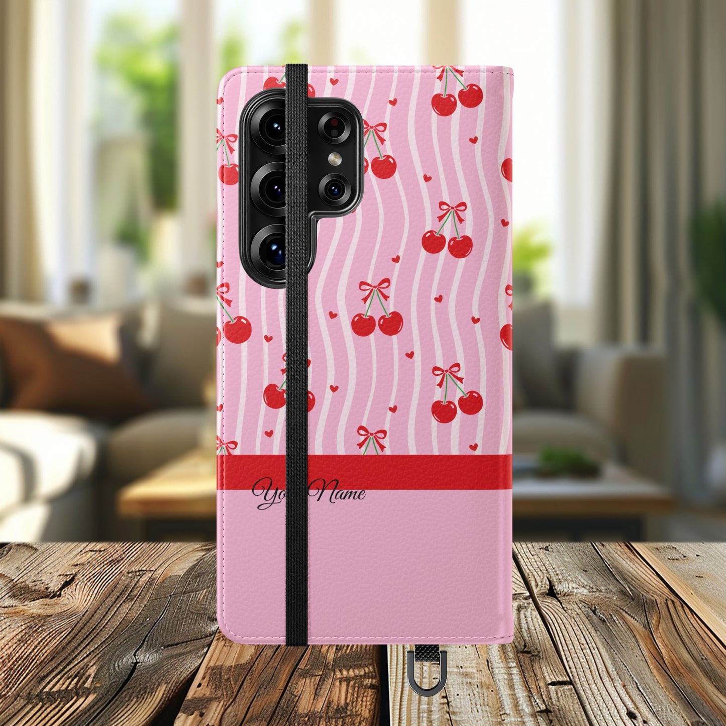 Personalized Cherry Blossom Dreams Flip iPhone and Samsung Cases — Wallet Folio with Name & Affirmation.