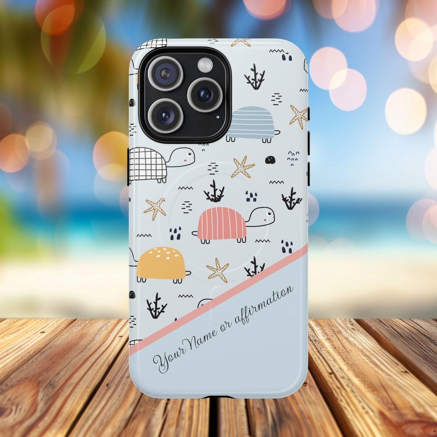 Personalized Cute Turtle Tough Magnetic MagSafe® Cell Cover, Ocean Theme Case, Sea Life Gift for Beach Lovers, iPhone® 13, 14, iPhone 15, iPhone 16, iPhone 17, Pro, Pro Max, Plus Cases.