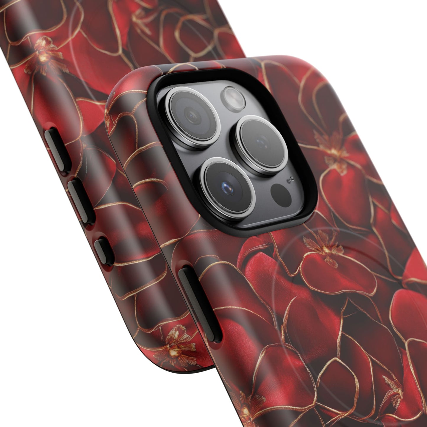 Crimson Bloom Tough iPhone Magnetic Case, Protective iPhone Case, Stylish iPhone Cover, Gift for Her, Mother's and Birthday Gifts, Unique Floral Accessories