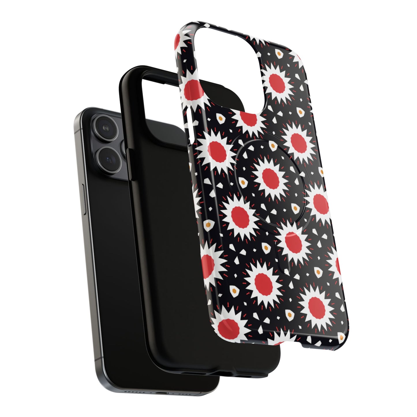 Crimson Spark Radiance Bold Floral Magnetic iPhone Cases, Stylish Tough Cases, Unique iPhone Accessories, Perfect Gift for Her, Trendy Tech Gear.