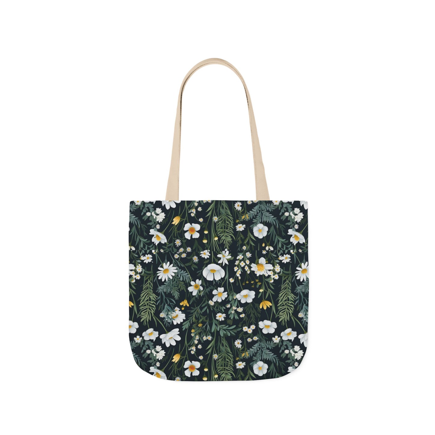 Daisy Delight Floral Canvas Tote Bag with 5-Color Straps | Eco-Friendly Shopping Bag