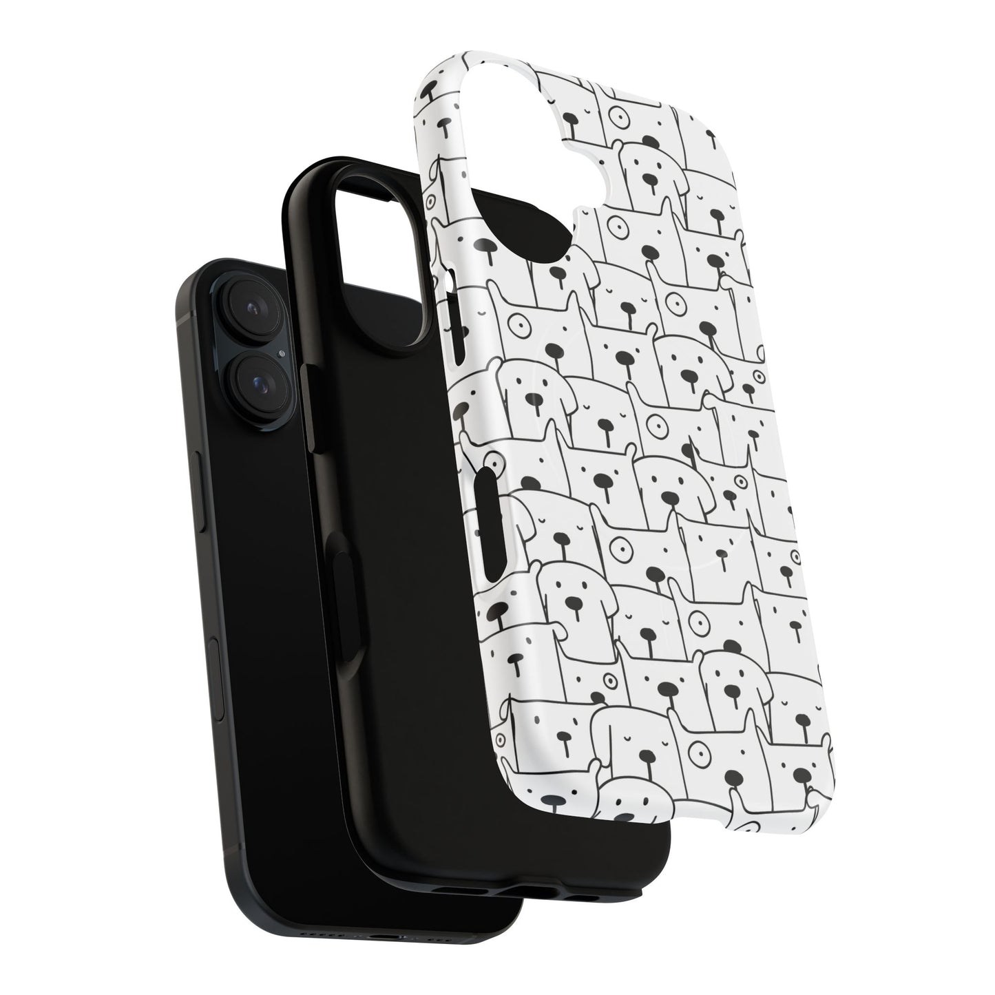 Cute Woof Line-Up iPhone Case, Tough Magnetic Case for Pet Lovers, Stylish Phone Accessory, Gift for Dog Owners, Protective Pet Case