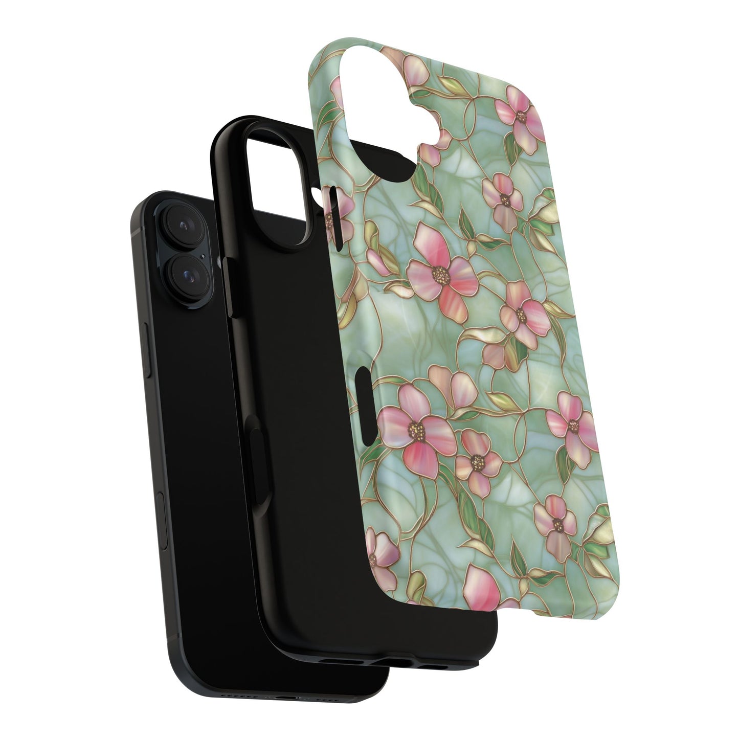 Aqua Bloom Serenity Tough iPhone Magnetic Cases, Cute Flower Design, Stylish Protection, Gift for Her, Trendy Accessories, iPhone MagSafe Accessory.