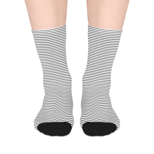 Monochrome Lines Mid-Length Socks