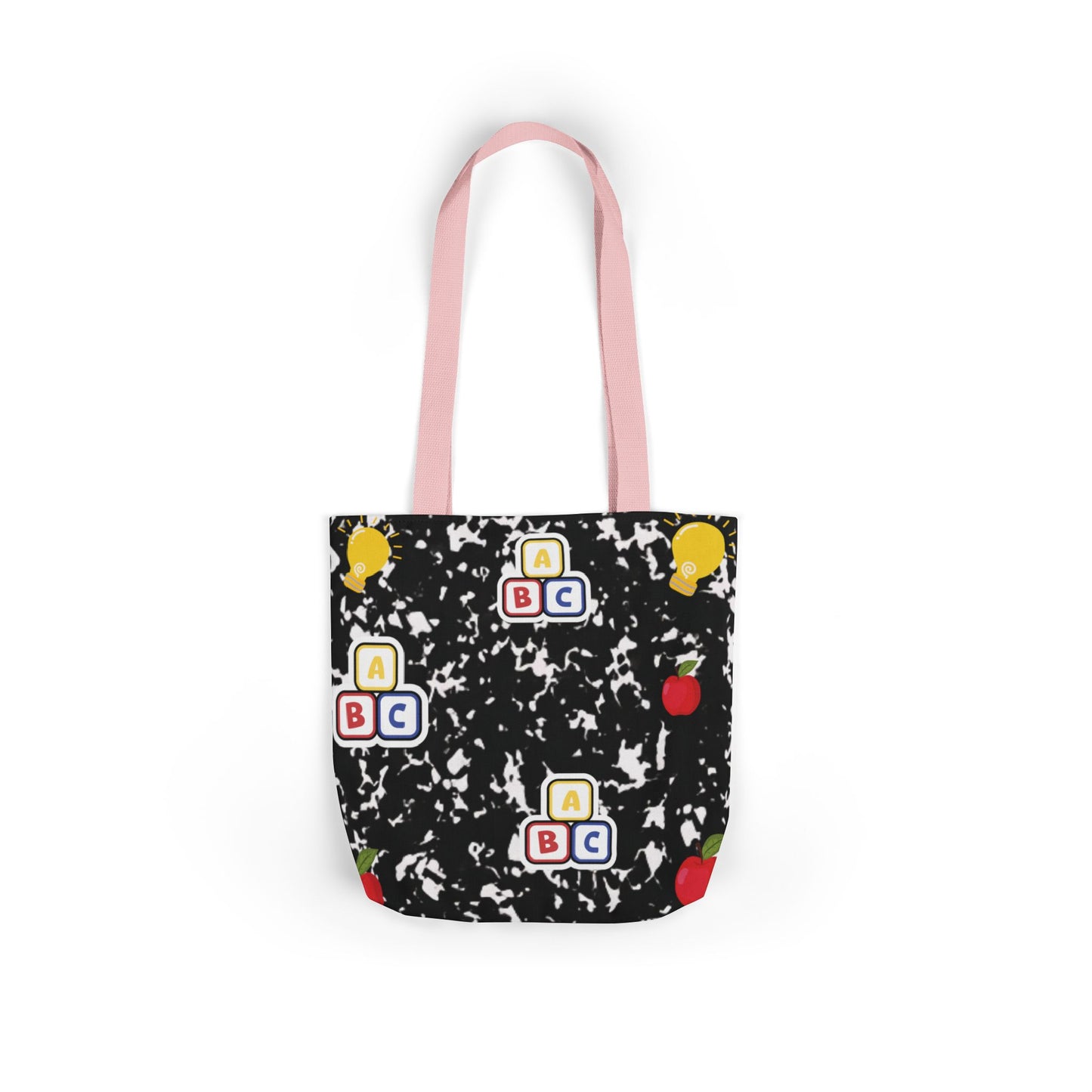 Personalized Black Composition Book Inspired Canvas Tote Bag with Colorful Straps, Cute School Bag, Eco-Friendly Tote, Back to School Shopping Bag, Teacher Gift Idea