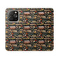 Book Stack Floral Flip iPhone and Samsung Phone Case — Vintage Library Wallet Cover.