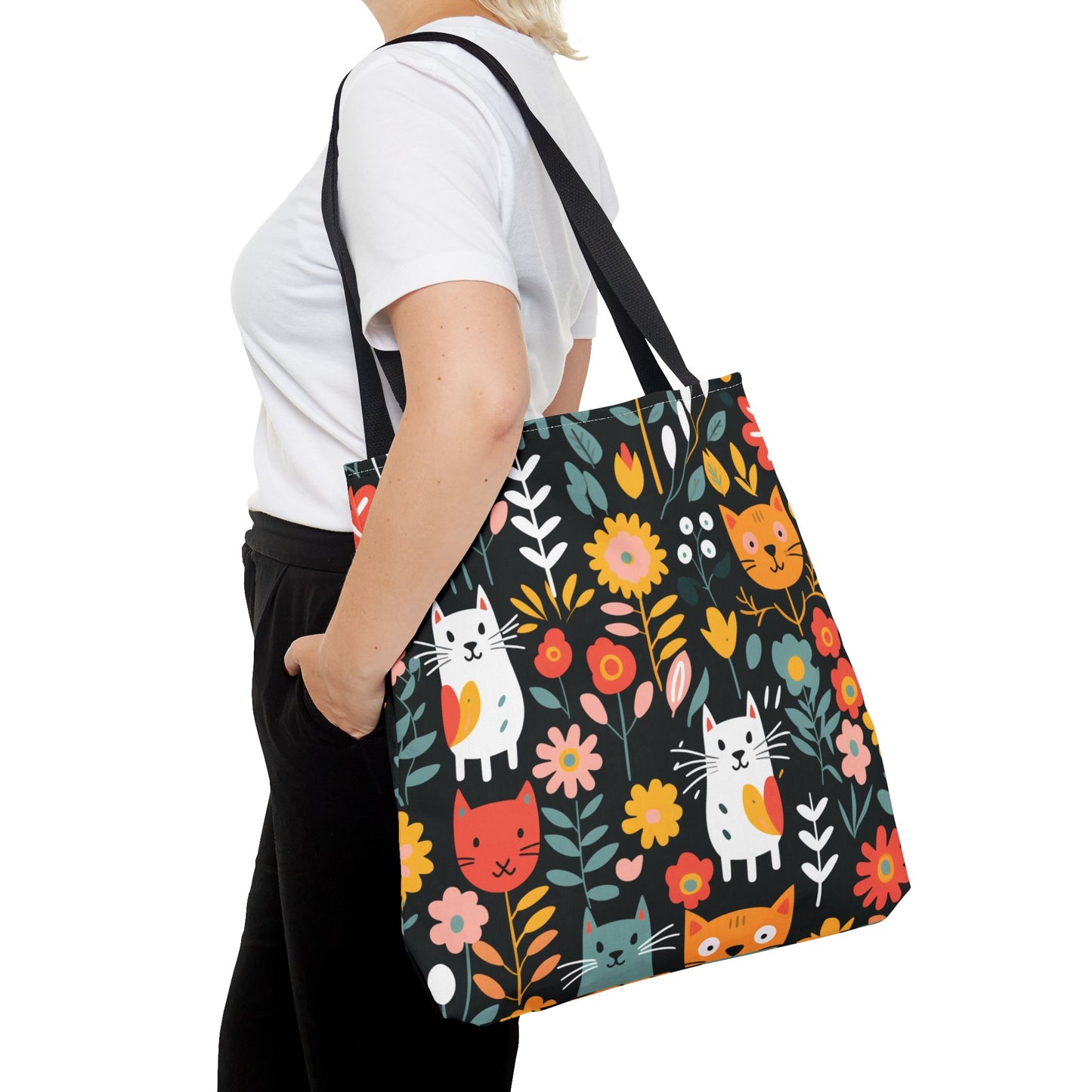 Whimsical Feline Garden Tote Bag (AOP)