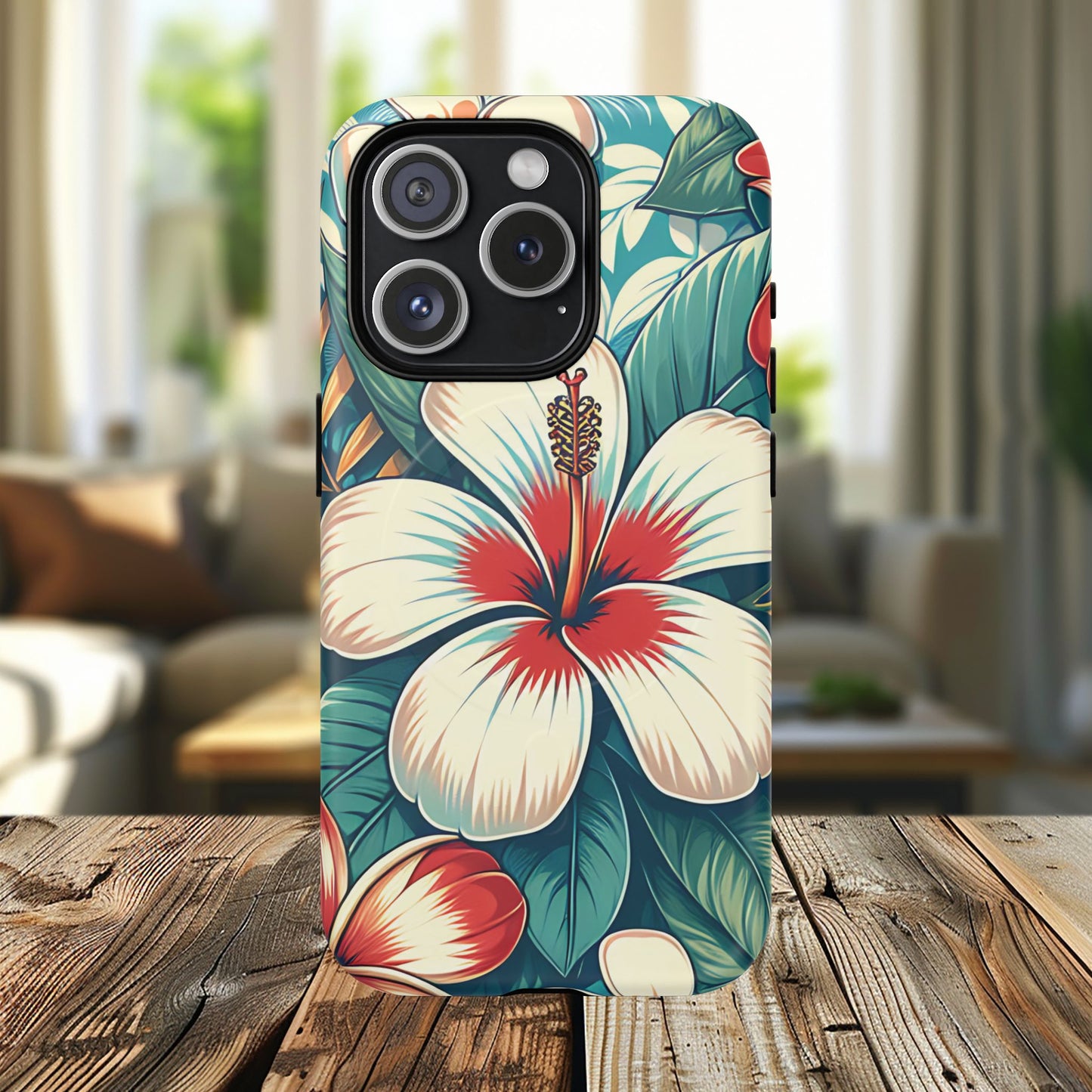Tropical Hibiscus MagSafe® iPhone® Tough Case - Stylish Phone Protection Gift for Nature Lovers, Vibrant, Summer Vibes.