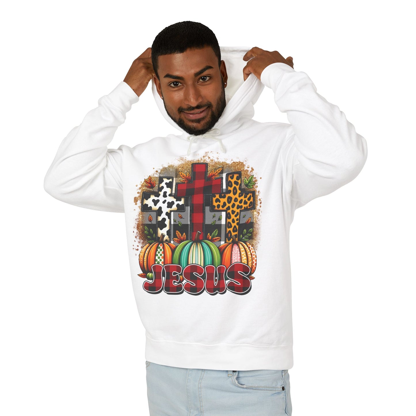 Faithful Harvest Cross Unisex Lightweight Hooded Sweatshirt