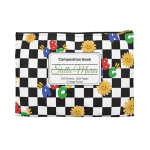 Personalized Schoolyard Chic Composition Book Inspired Accessory Pouch, Kids School Supplies, Classroom Organizer, Teacher Gift, Fun Stationery Case, Back to School