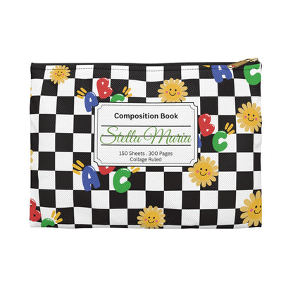 Personalized Schoolyard Chic Composition Book Inspired Accessory Pouch, Kids School Supplies, Classroom Organizer, Teacher Gift, Fun Stationery Case, Back to School