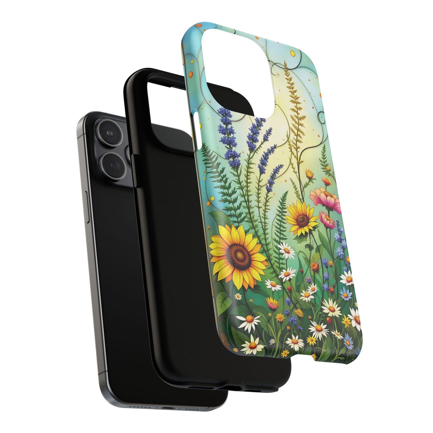 Floral Stained Harmony Glass Tough Magnetic Phone Case | Nature Inspired Design | Durable Protection | Gift for Nature Lovers | Spring Vibe