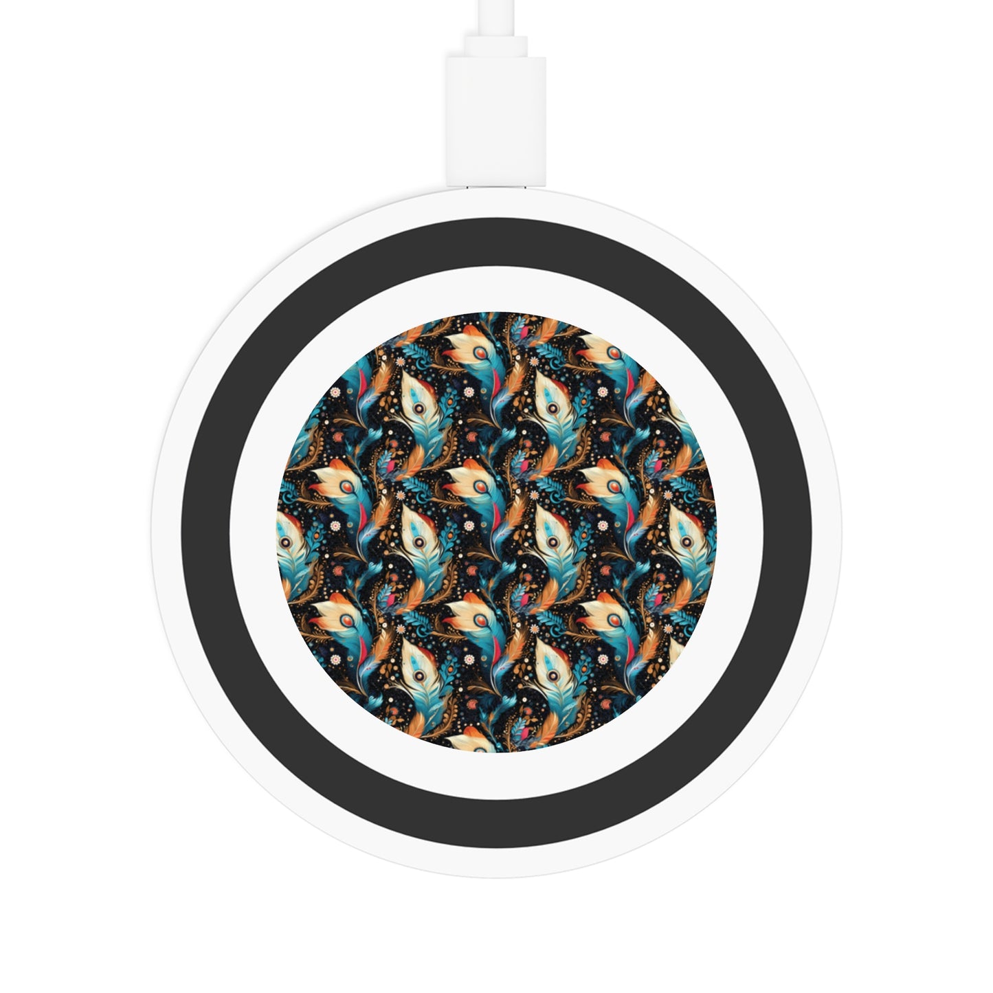 Ethereal Feathers Artistic Wireless Charging Pad - Quake Design, Perfect for Tech Lovers and Gift Giving