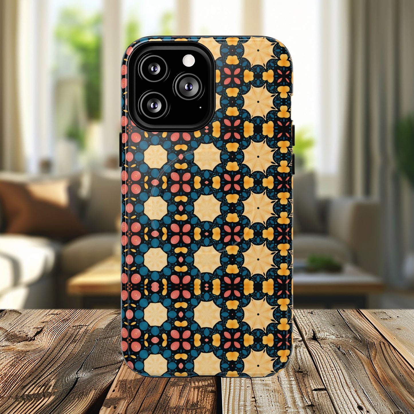 Celestial Spice Tiling Colorful Tough Magnetic iPhone Case, Unique iPhone Cover, Artistic Mobile Shell, Durable Design Accessory, Trendy Gift Idea, MagSafe® iPhone Case.