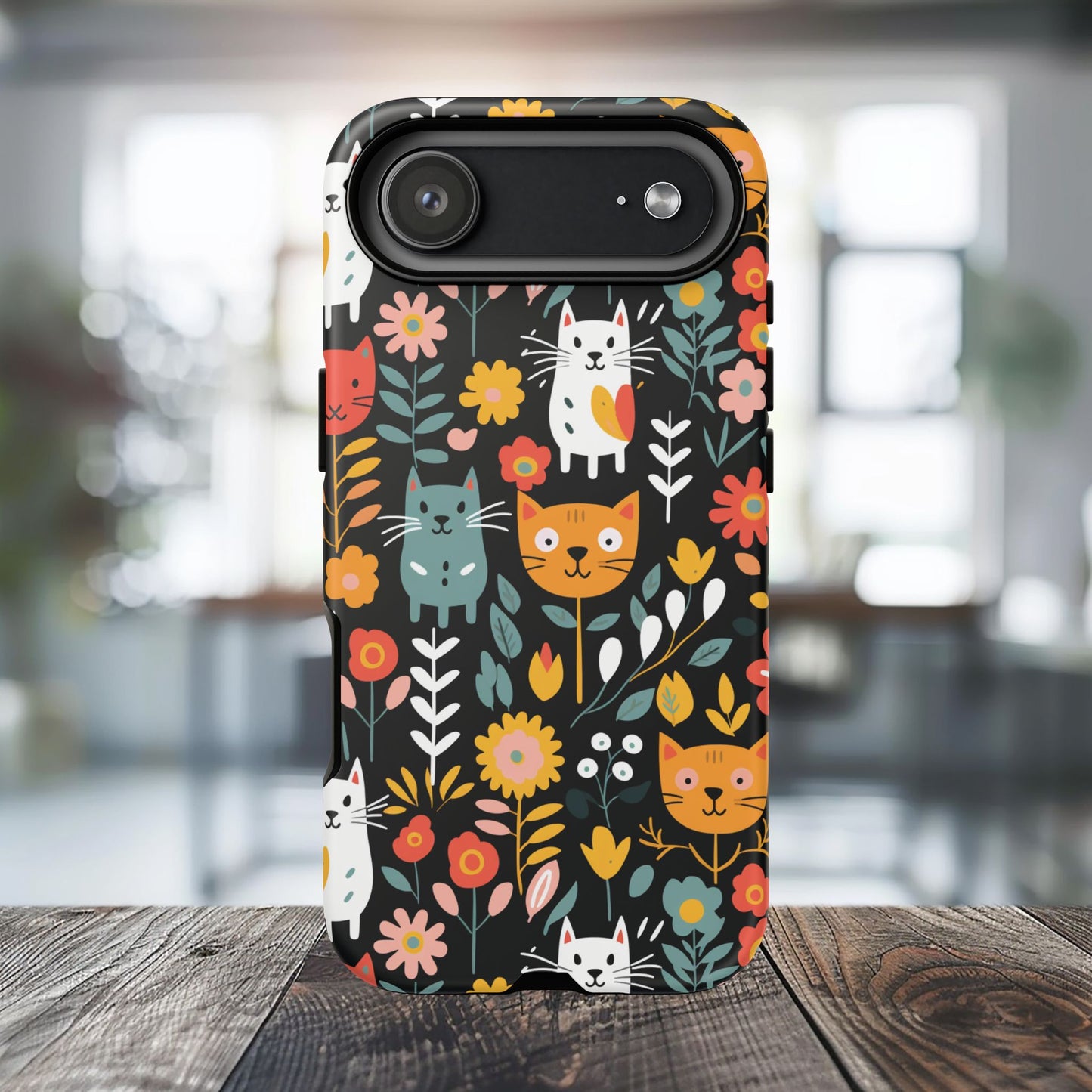 Whimsical Feline Garden iPhone, Samsung or Google Pixel Tough Cases