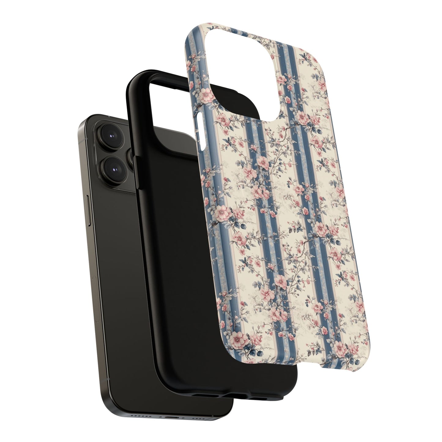 Victorian Rose Stripe iPhone Case, Tough Magnetic Cases for Stylish Protection, Flower Pattern iPhone Cover, Trendy Gift Idea for Her