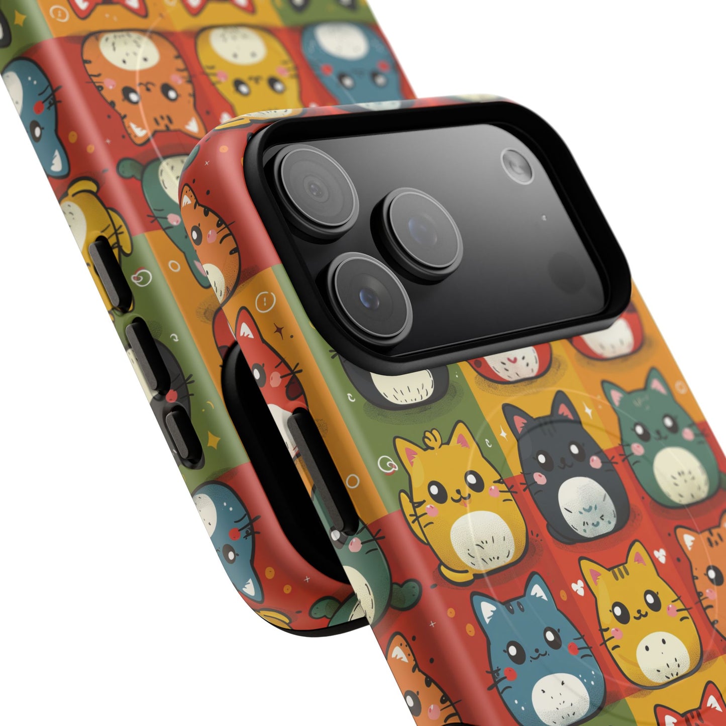 Cute Kawaii Cat iPhone Case, Tough Magnetic iPhone Case, Animal Lover Gift, Kawaii iPhone Cover, Fun Cat Design
