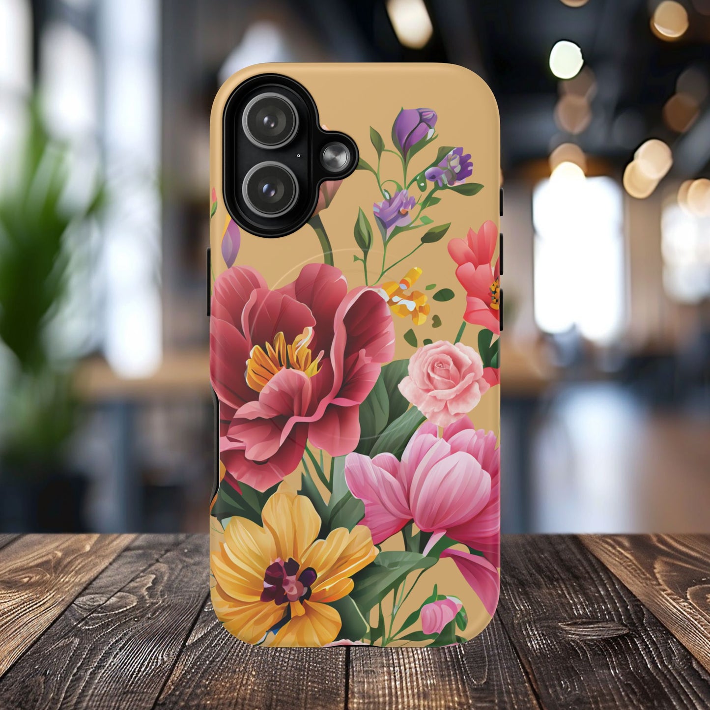 Sunset Botanica Tough iPhone Magnetic Case, Gifts for Her, MagSafe® iPhone® Tough Case, iPhone 13, 14, iPhone 15, iPhone 16, 17, Pro, Pro Max, Plus.