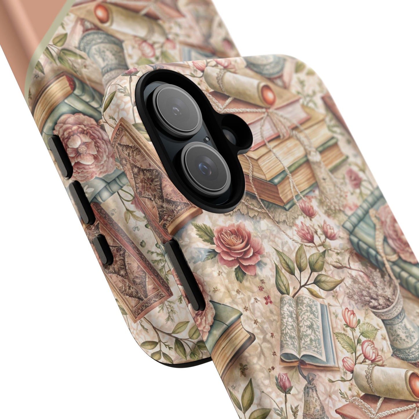 Persoonalized Vintage Book Lover's Tough Magnetic iPhone Case, Literary Gifts, Floral Design, Bookish Aesthetic, Unique Gift for Readers, Protective Case