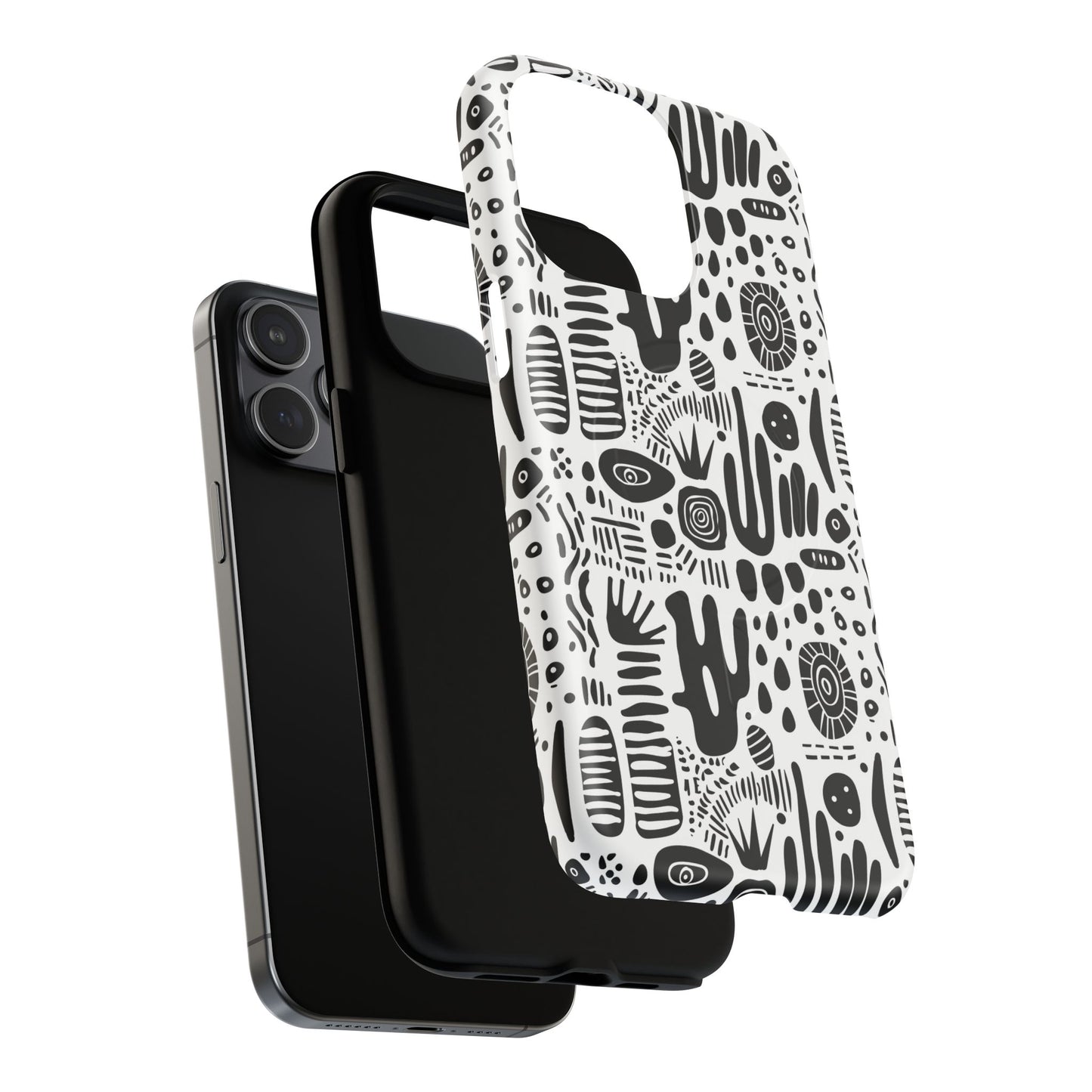 Abstract Monochrome Tough Magnetic iPhone Cases, Stylish Phone Cover, Durable Phone Protector, Modern Tech Accessories, Unique Gift Ideas