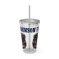Patriotic Eagle 16oz Tumbler with Straw — "Happy 4th of July" USA Design