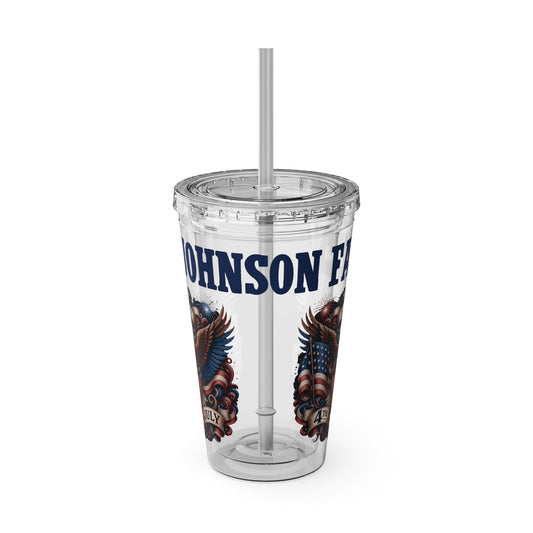 Patriotic Eagle 16oz Tumbler with Straw — "Happy 4th of July" USA Design