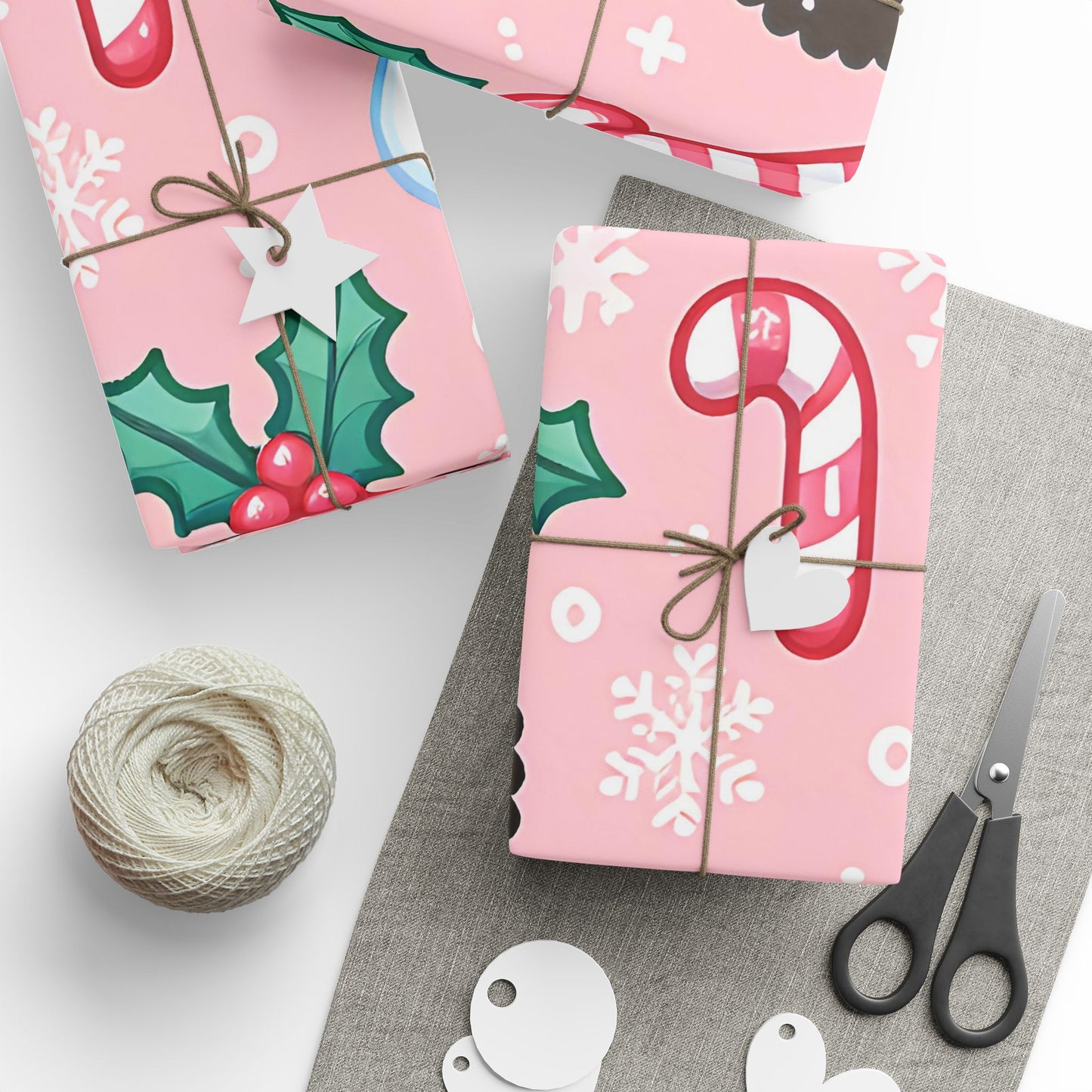 Wrapping Papers - Pink Ginger Bread Holiday Collection - Matte or Glossy Finish - 90gsm Paper