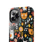 Whimsical Feline Garden iPhone and Samsung Tough Phone Cases,