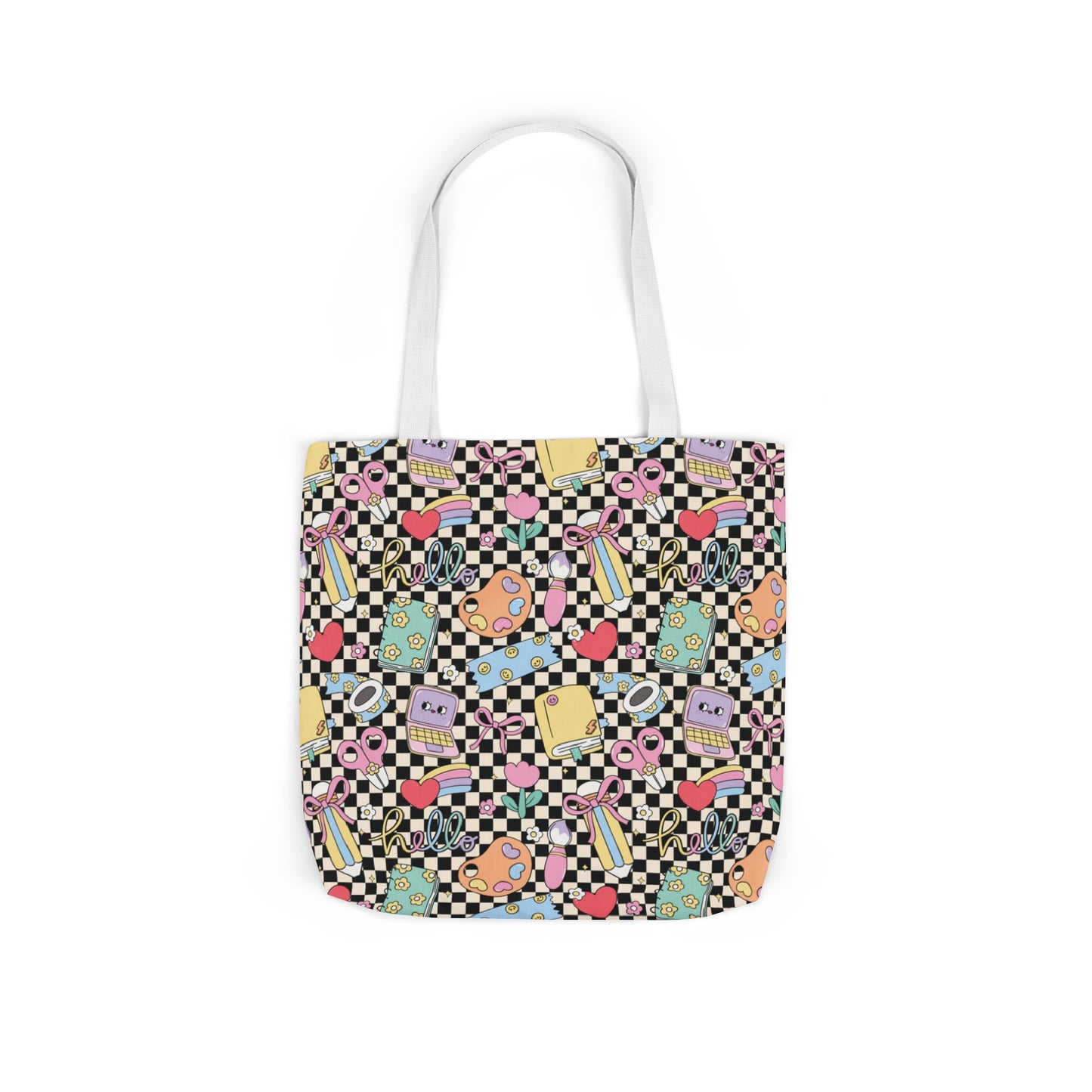 Personalized Black Doodle Daydream Composition Book Inspired Canvas Tote Bag with Colorful Straps, Cute School Bag, Eco-Friendly Tote, Back to School Shopping Bag, Teacher Gift Idea
