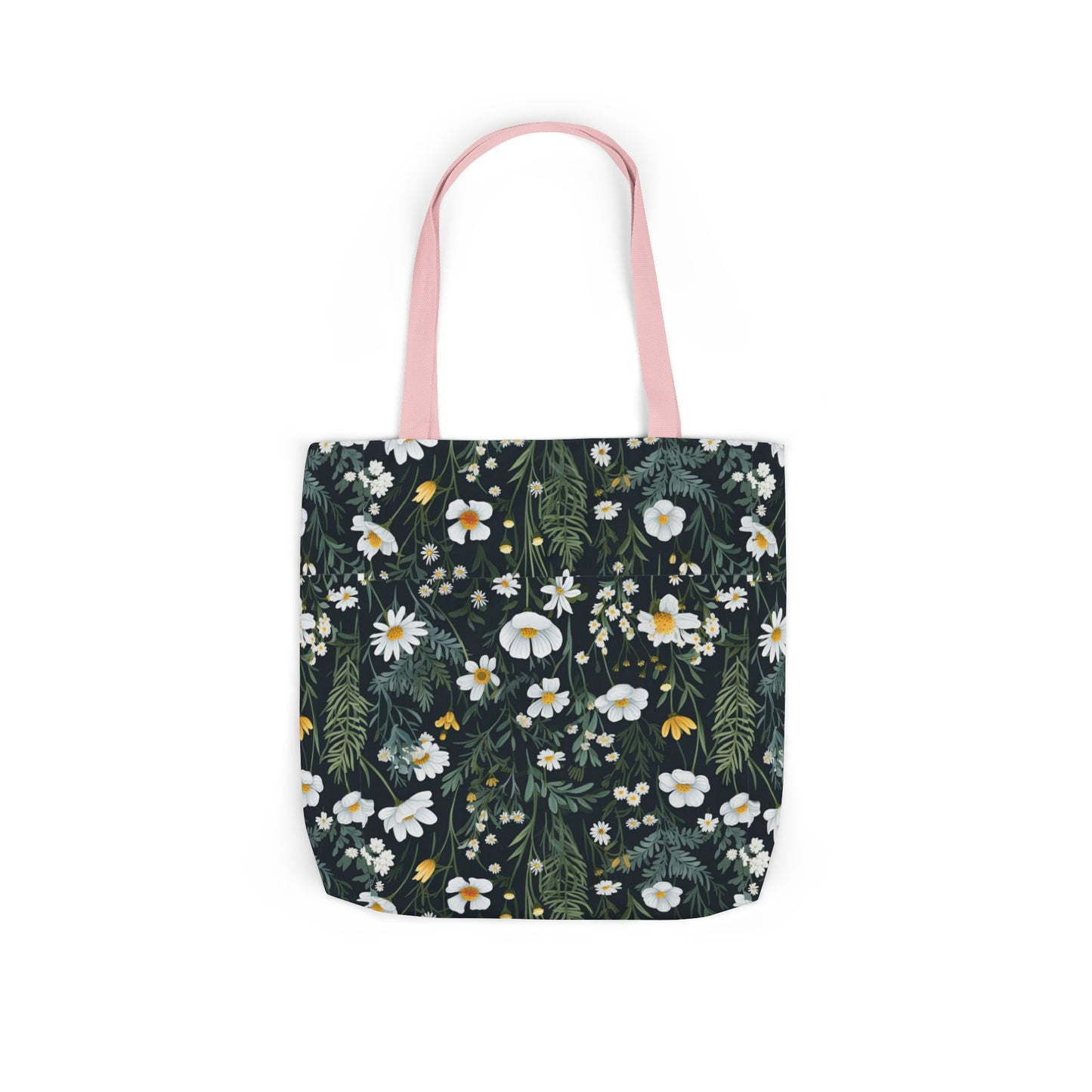 Daisy Delight Floral Canvas Tote Bag with 5-Color Straps | Eco-Friendly Shopping Bag