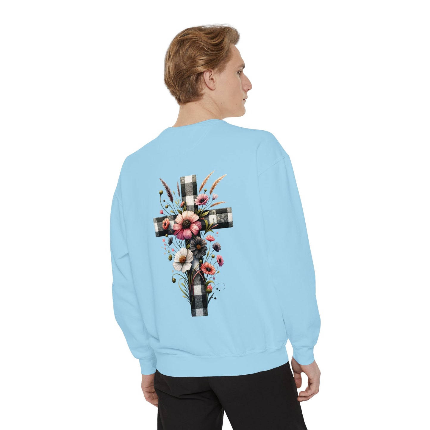 Faith and Floral Cross Unisex Garment-Dyed Sweatshirt