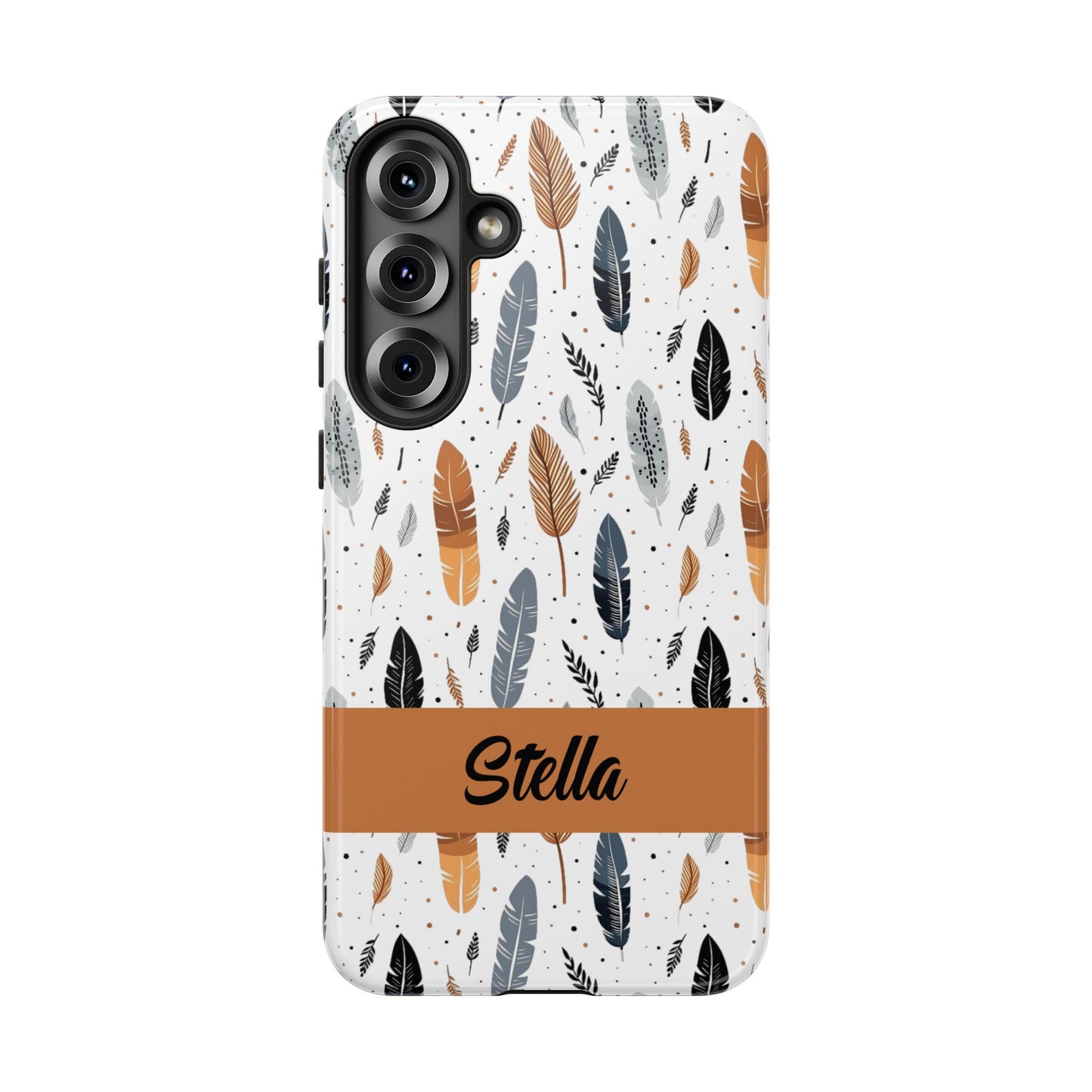 Personalized Whispering Feathers Samsung, Google Pixel and iPhone Case, Custom Name Case.