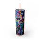 Psychedelic Visions Skinny Tumbler with Straw, 20oz