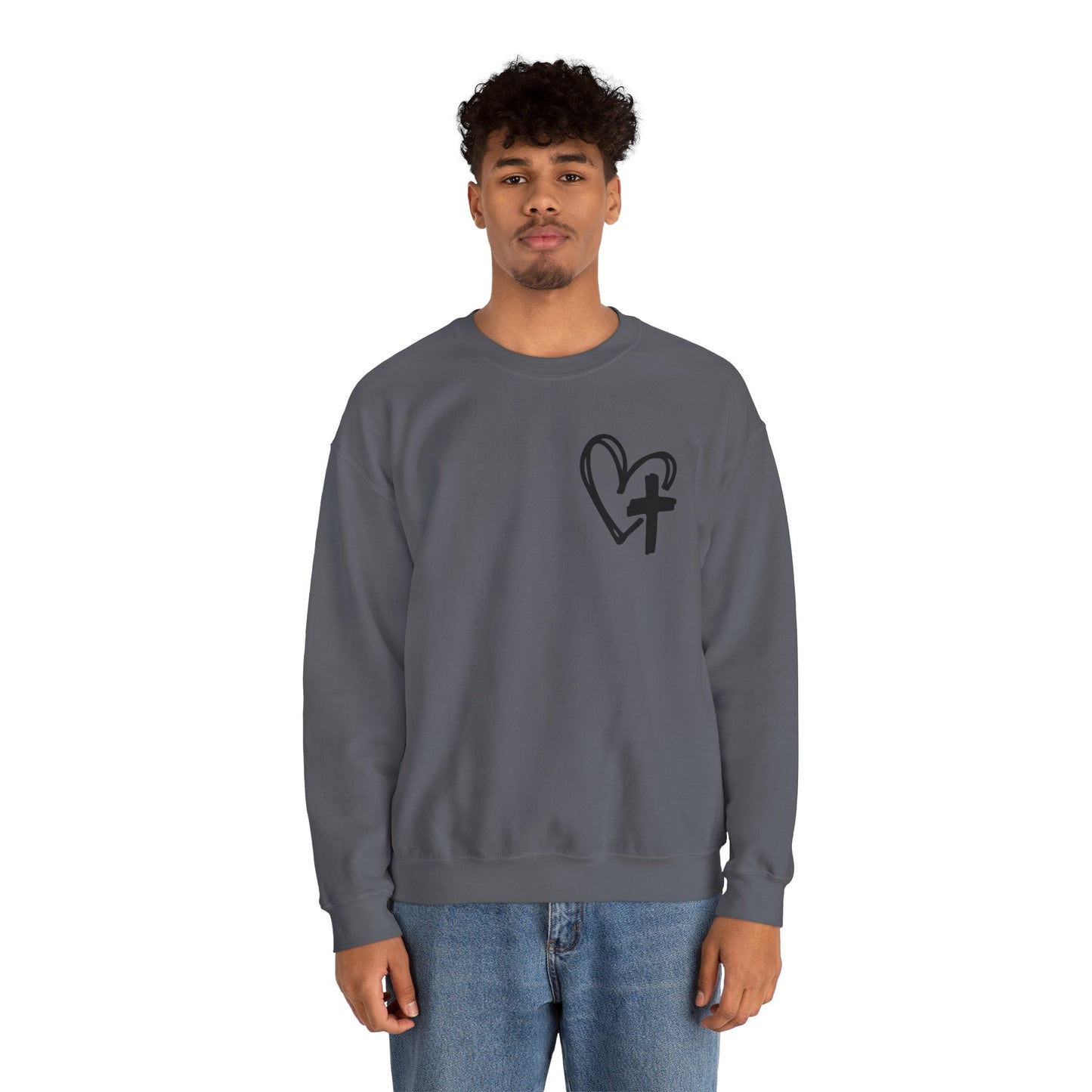 Faith and Floral Cross Unisex Heavy Gildan Blend™ Crewneck Sweatshirt.