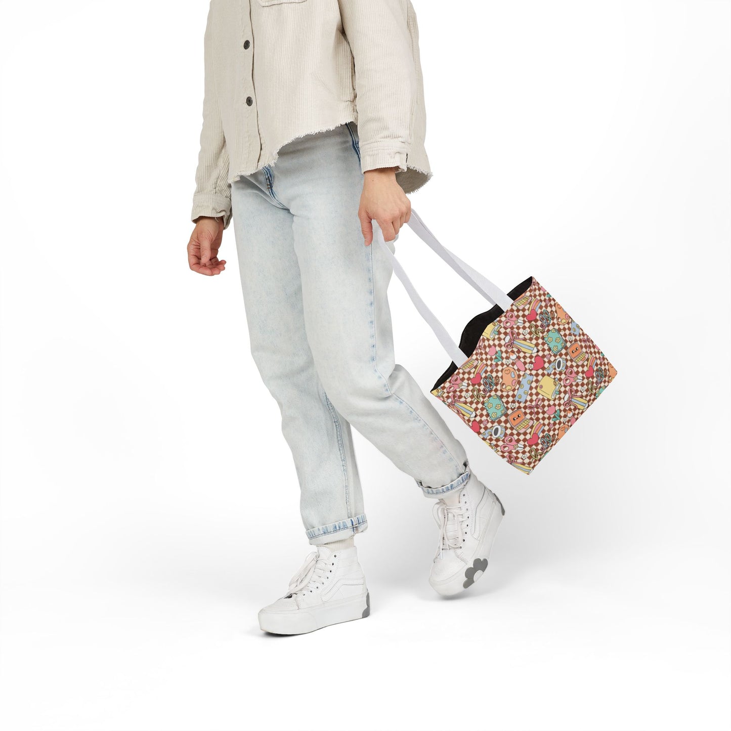 Personalized Brown Doodle Daydream Composition Book Inspired Canvas Tote Bag with Colorful Straps, Cute School Bag, Eco-Friendly Tote, Back to School Shopping Bag, Teacher Gift Idea