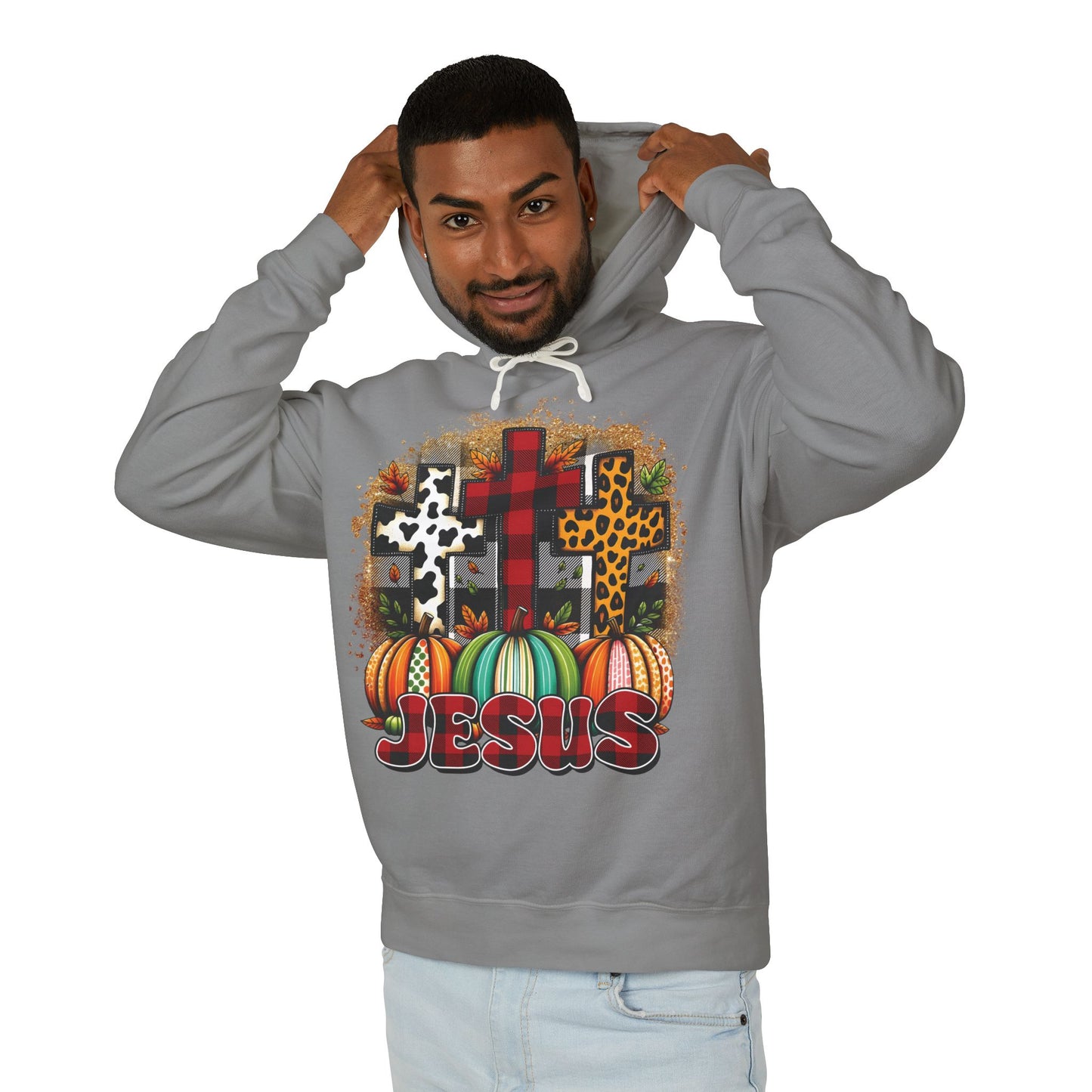 Faithful Harvest Cross Unisex Lightweight Hooded Sweatshirt