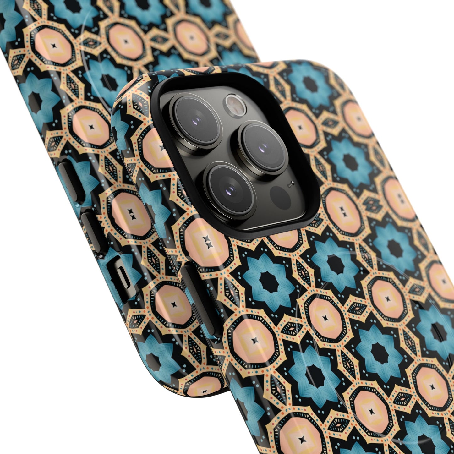 Sahara Star Mosaic Colorful Geometric iPhone Cases, Tough Magnetic iPhone Cases, Vibrant Design iPhone Cover, Durable iPhone Protection, Stylish Tech Accessories.