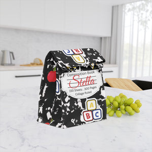 Custom Black Composition Book Inspired Stylish Polyester Lunch Box for Kids - Perfect for School, Picnics, or Snacks | Personalized ABC Design, Back to School, Family [...]