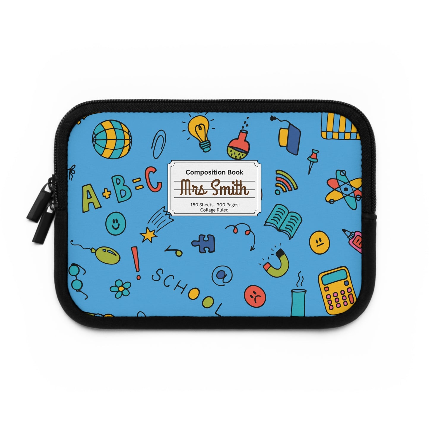 Personalized Classroom Couture Laptop Sleeve with Composition Book Inspired Design, Customizable Tech Case, School Supplies, Gift for Students, College Essentials, Back to School