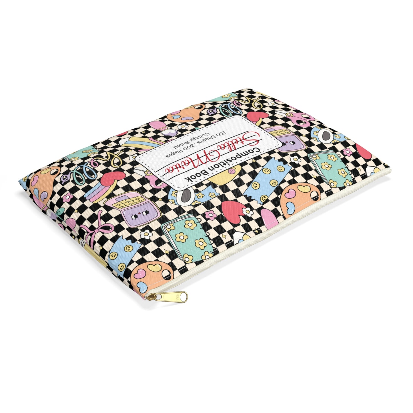Personalized Black Doodle Daydream Composition Book Inspired Accessory Pouch, Kids School Supplies, Classroom Organizer, Teacher Gift, Fun Stationery Case, Back to School