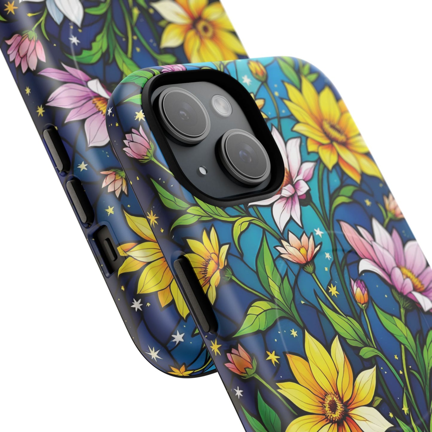 Flower Garden Stained Glass Phone Case, Tough Magnetic Cases, Floral Phone Cover, Durable Phone Accessories, Spring Gift, Birthday Present