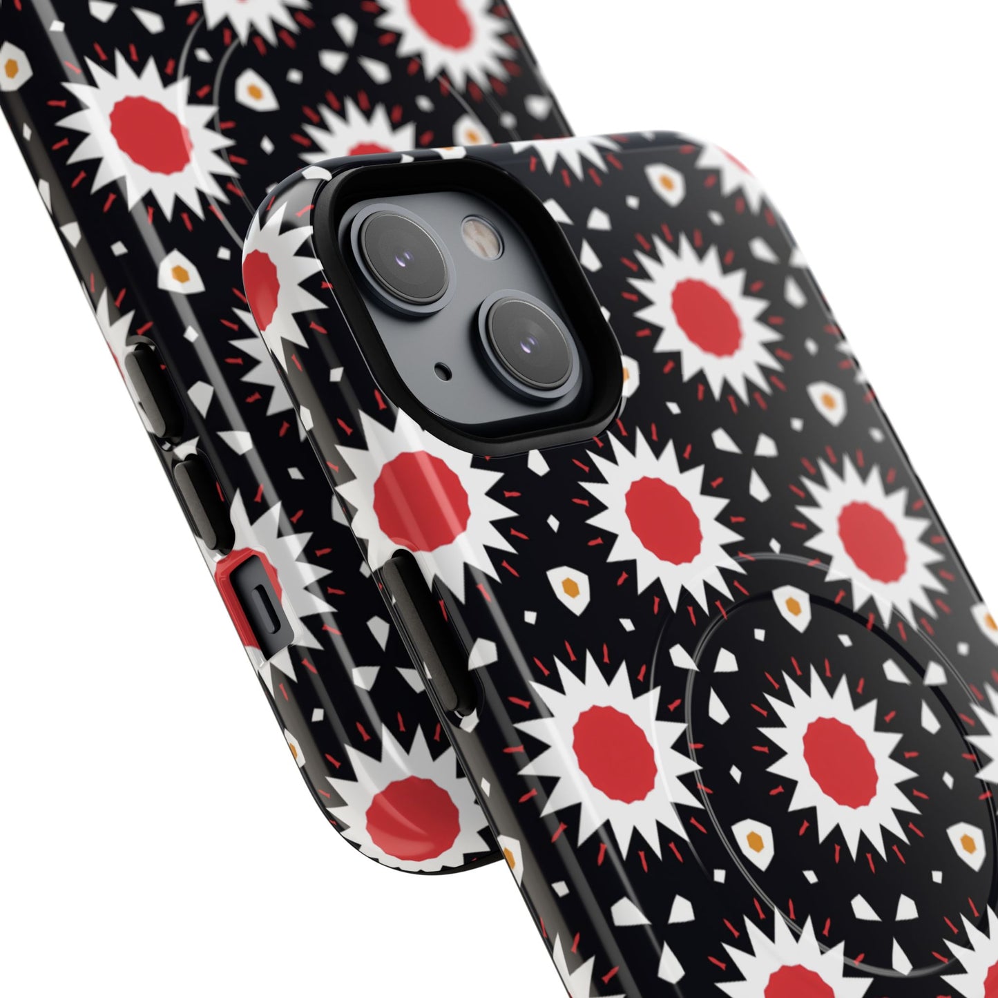 Crimson Spark Radiance Bold Floral Magnetic iPhone Cases, Stylish Tough Cases, Unique iPhone Accessories, Perfect Gift for Her, Trendy Tech Gear.
