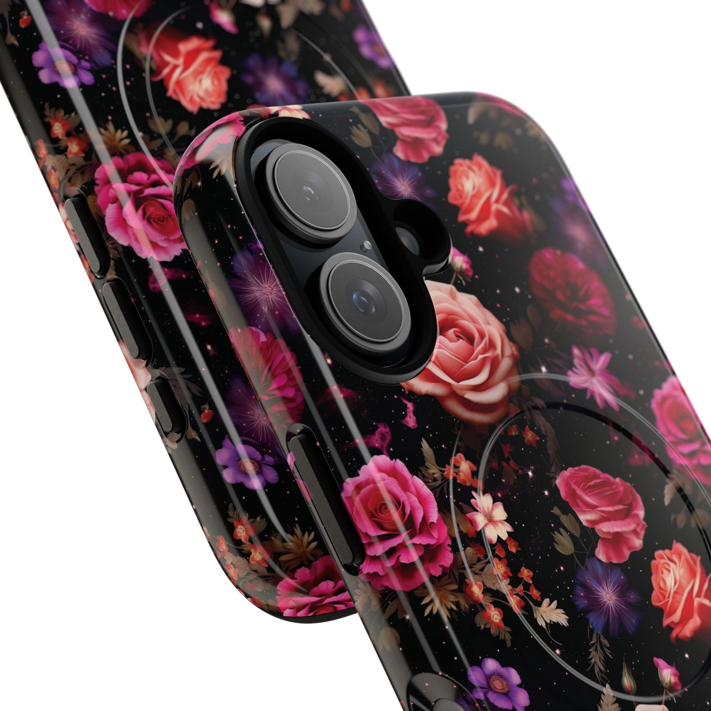 Starry Rose Garden Tough Magnetic Phone Case, Stylish Phone Cover, Gift for Her, Elegant Floral Design, Durable Phone Accessories