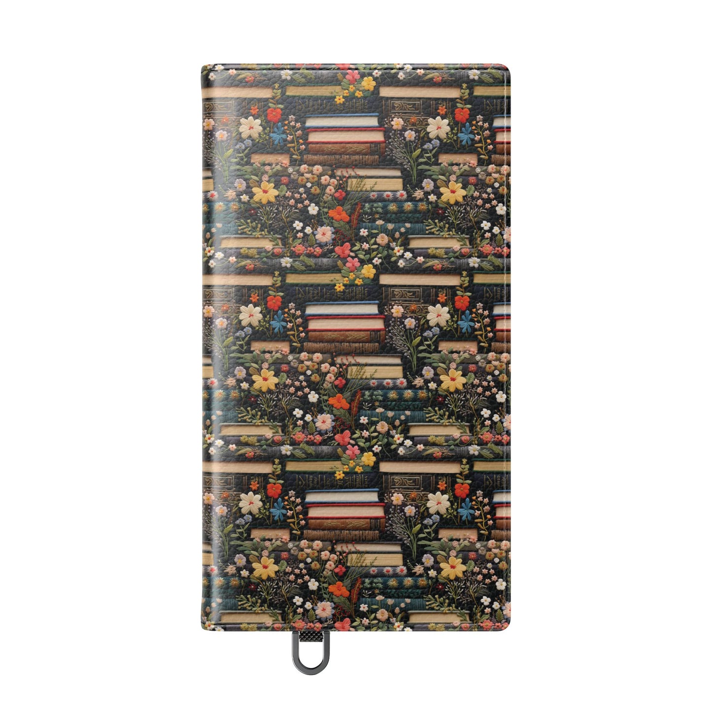 Book Stack Floral Flip iPhone and Samsung Phone Case — Vintage Library Wallet Cover.