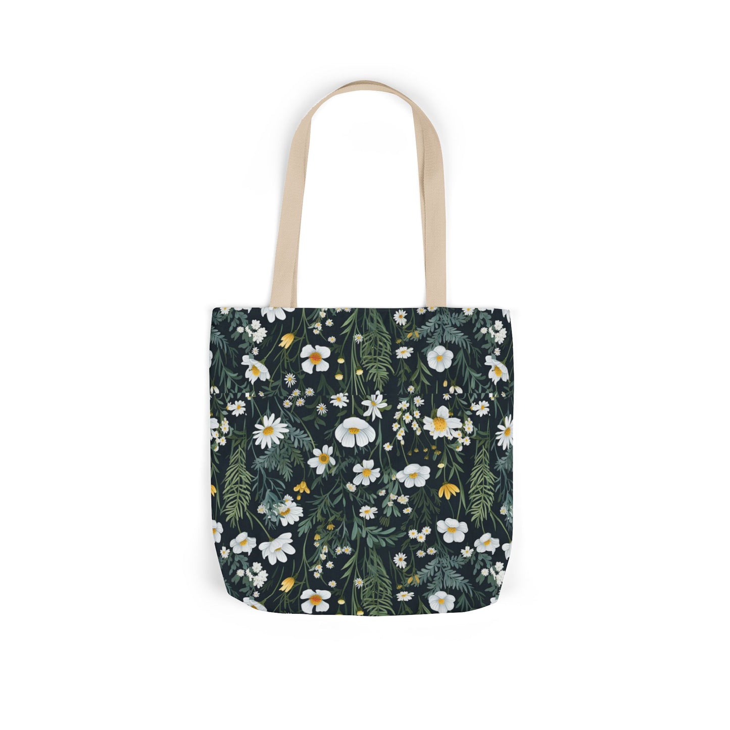 Daisy Delight Floral Canvas Tote Bag with 5-Color Straps | Eco-Friendly Shopping Bag