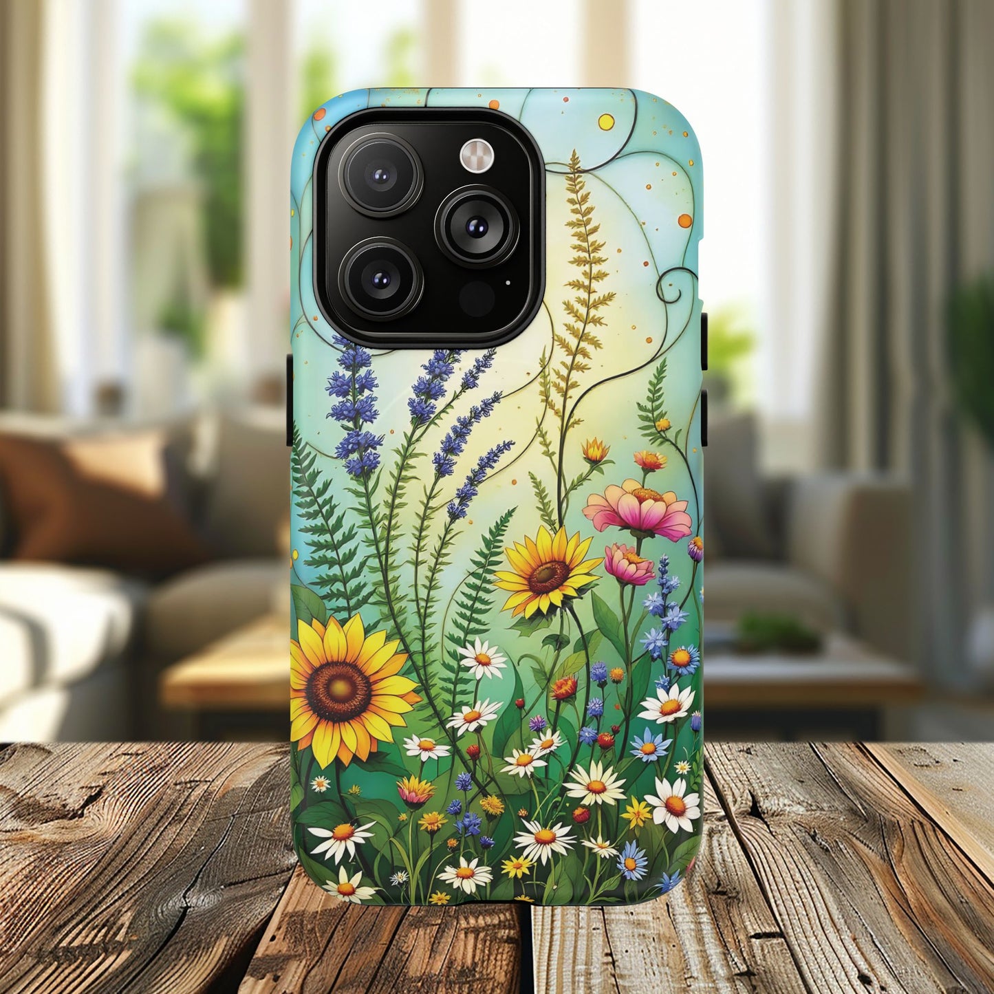 Floral Stained Harmony Glass Tough Magnetic Phone Case | Nature Inspired Design | Durable Protection | Gift for Nature Lovers | Spring Vibe