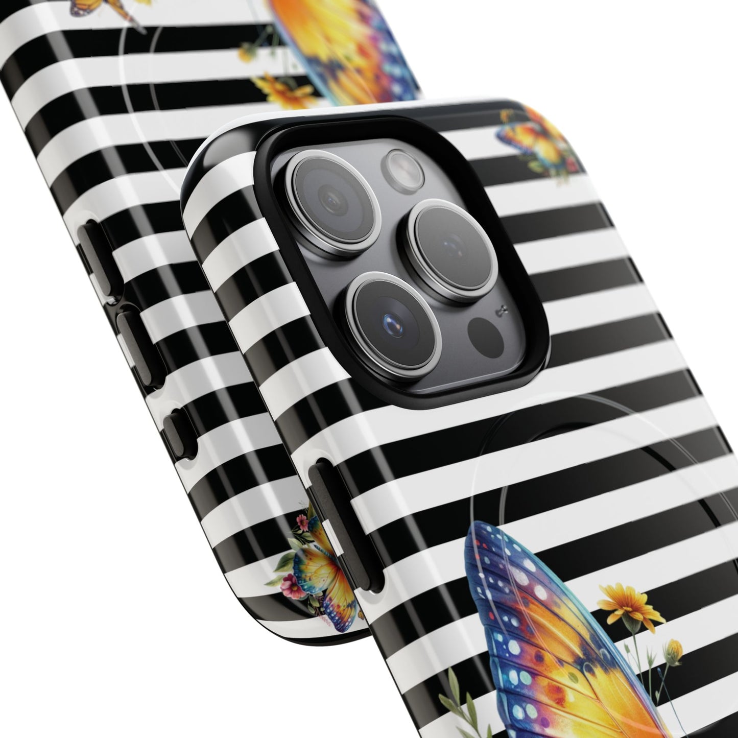 Botanic Flight Tough iPhone Magnetic Cases, Floral iPhone Cover, Stylish Tech Accessory, Gift for Nature Lovers, Butterfly Design, Unique Phone Protector