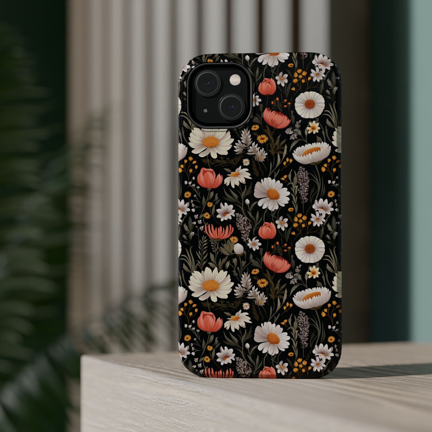 Blossom Elegance: Noir Garden Magnetic Tough iPhone Cases