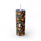 Whimsical Feline Garden Skinny Tumbler with Straw, 20oz